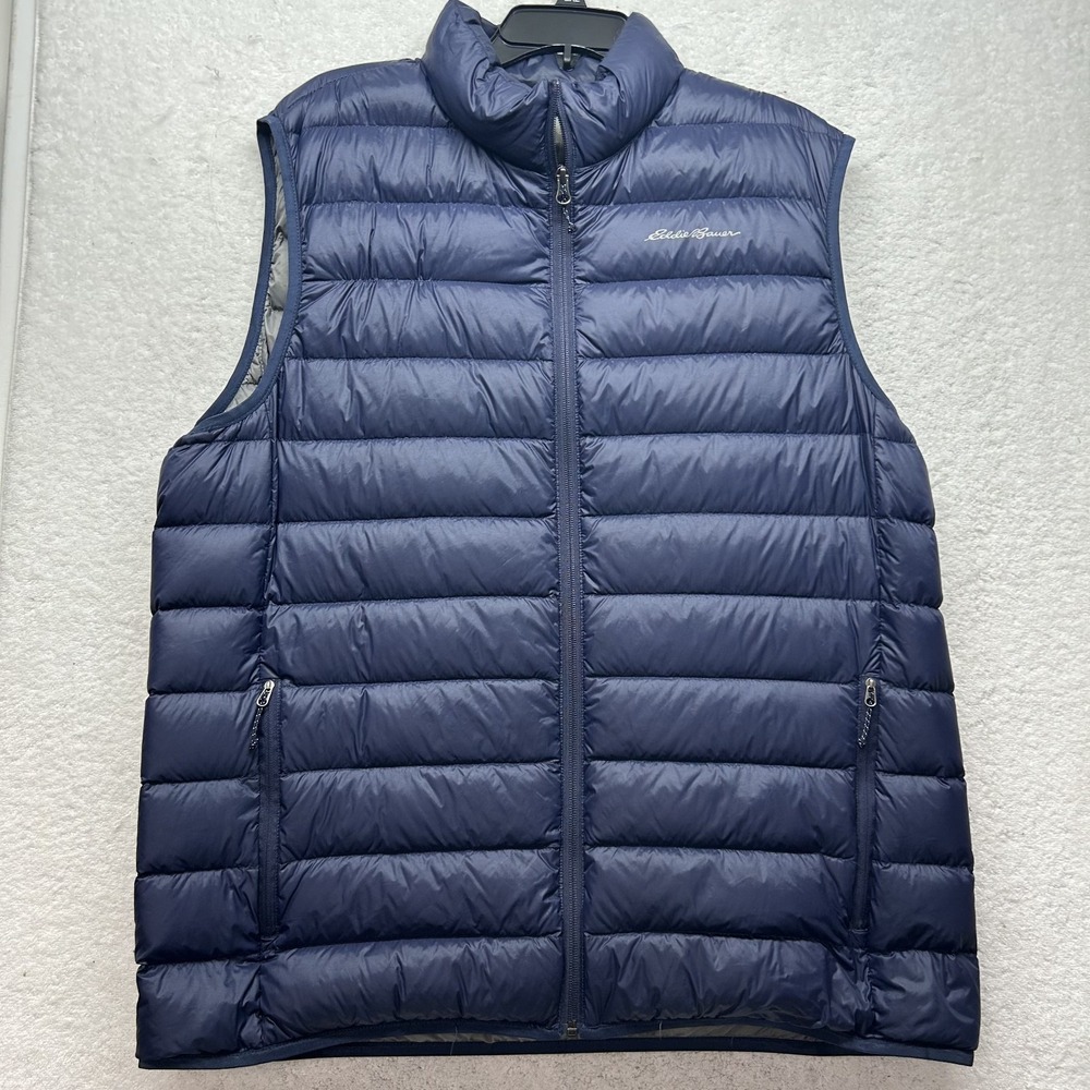 Eddie Bauer Mens Size L Blue Sleeveless Down Puffer Vest